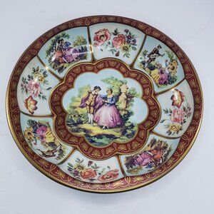 Daher Decorated Ware Tin Bowl 10" 1971 England Courting Couple Victorian